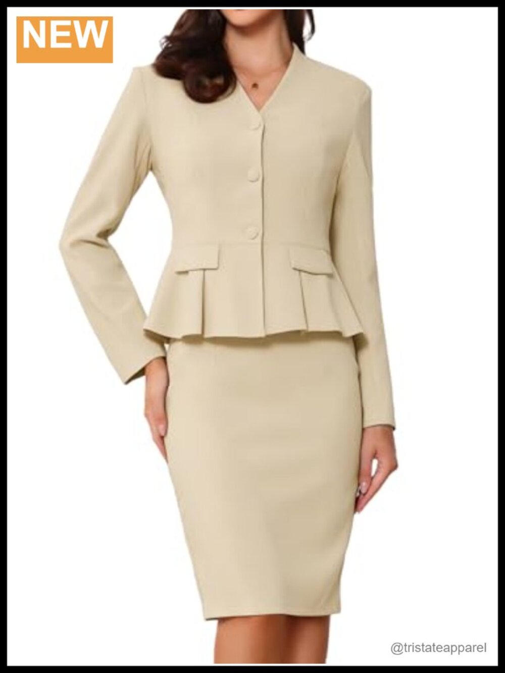 Women's 2 Piece Skirt Suit Set Long Sleeve Blazer Pencil Skirt Business Formal